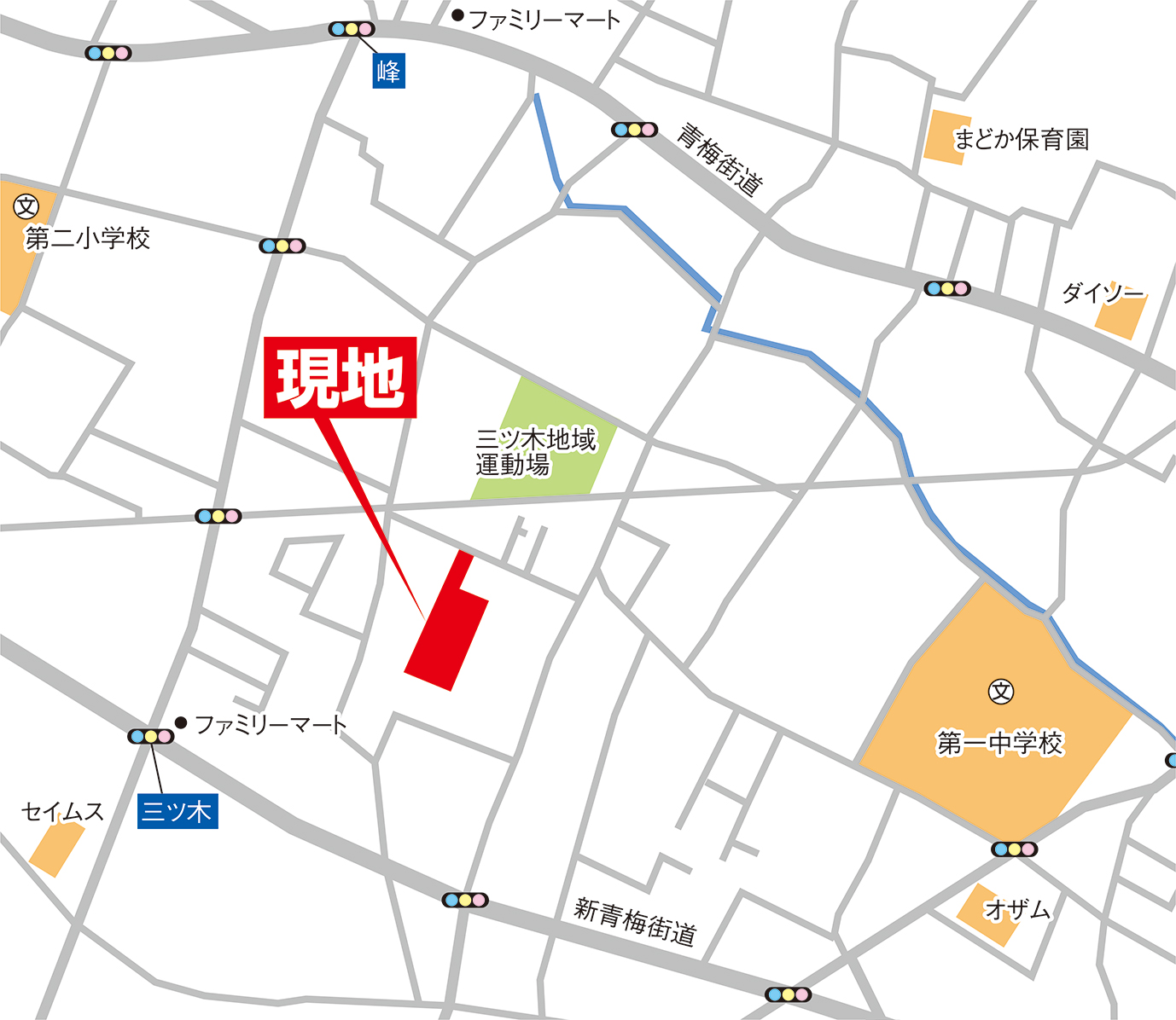 案内図・カーナビへの入力は「武蔵村山市三ツ木1-27-1」 案内図・カーナビへの入力は「武蔵村山市三ツ木1-27-1」