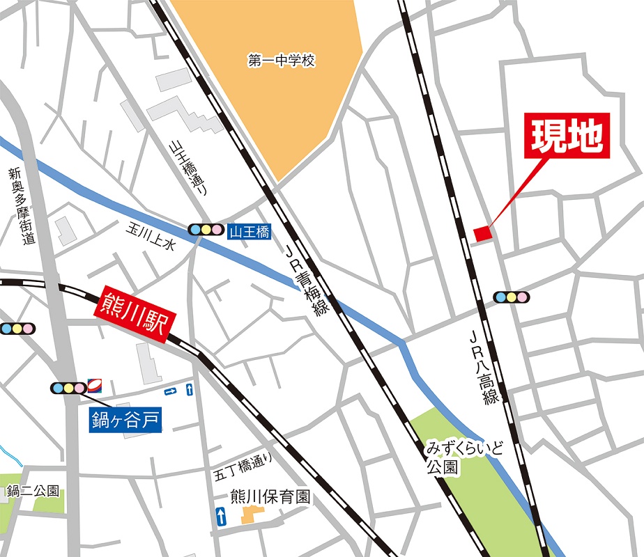 案内図・カーナビへの入力は「福生市熊川1346-9」 案内図・カーナビへの入力は「福生市熊川1346-9」