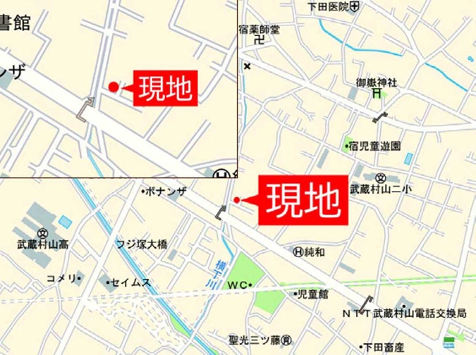 カーナビへの入力「武蔵村山市三ツ木2-34-3」 カーナビへの入力「武蔵村山市三ツ木2-34-3」