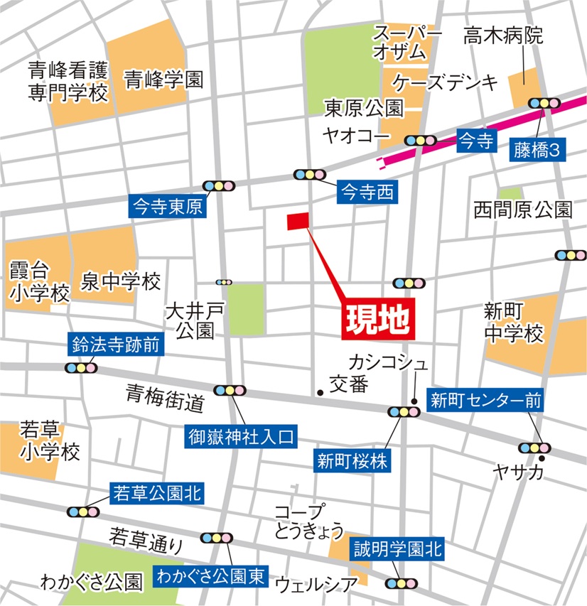 カーナビへの入力「青梅市新町2-29-22」付近 カーナビへの入力「青梅市新町2-29-22」付近