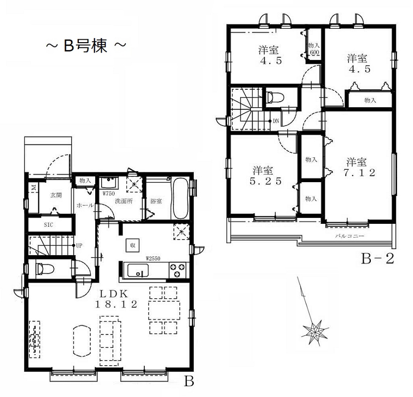 B号棟間取り B号棟間取り