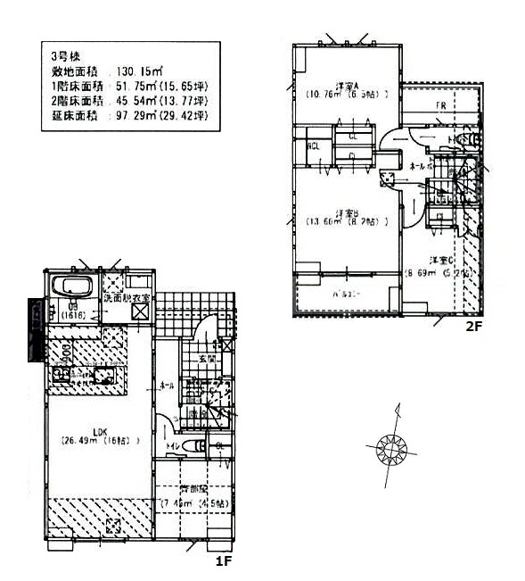 3号棟間取り 3号棟間取り